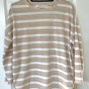 Cupio Beige and White Striped Shirt